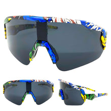 Oversized Sporty Wrap Around Style SUNGLASSES Large Graffiti Frame 80469