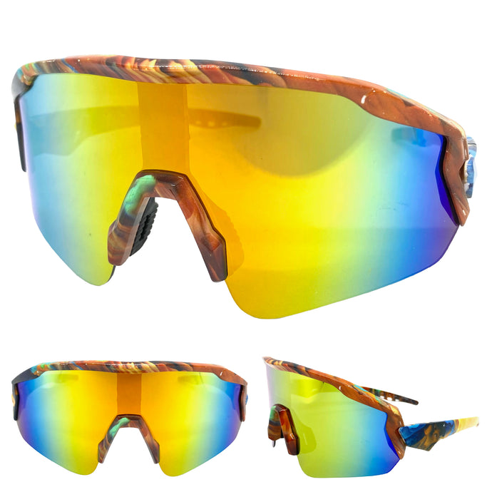 Oversized Sporty Wrap Around Style SUNGLASSES Large Graffiti Frame 80469