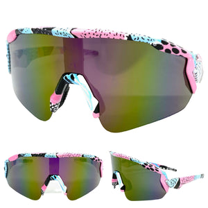 Oversized Sporty Wrap Around Style SUNGLASSES Large Graffiti Frame 80469