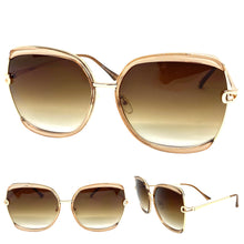 Classic Vintage Retro Style SUNGLASSES Square Nude & Gold Frame 8860