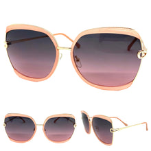 Classic Vintage Retro Style SUNGLASSES Square Pink & Gold Frame 8860