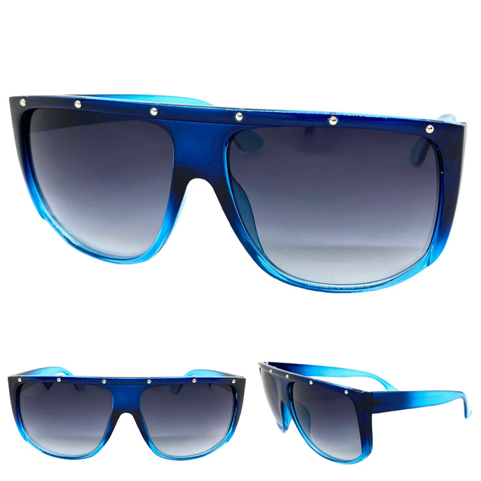 Oversized Classic Vintage Retro Style SUNGLASSES Large Blue Frame 1796