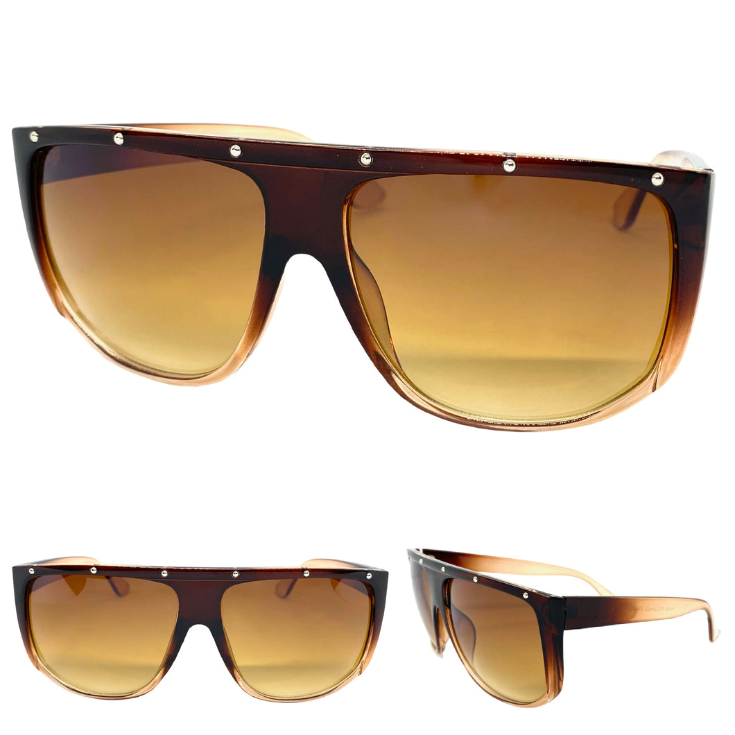 Oversized Classic Vintage Retro Style SUNGLASSES Large Brown Frame 1796