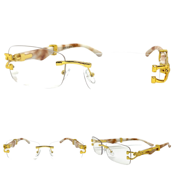 Men's Classy Elegant Luxury Retro Hip Hop Style CLEAR LENS EYEGLASSES Gold Frame E0925