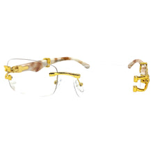 Men's Classy Elegant Luxury Retro Hip Hop Style CLEAR LENS EYEGLASSES Gold Frame E0925