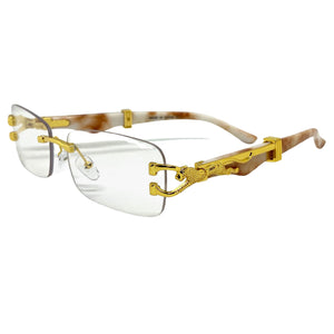 Men's Classy Elegant Luxury Retro Hip Hop Style CLEAR LENS EYEGLASSES Gold Frame E0925