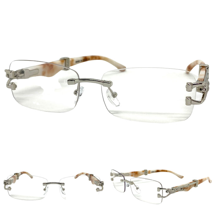 Men's Classy Elegant Luxury Retro Hip Hop Style CLEAR LENS EYEGLASSES Silver Frame E0925