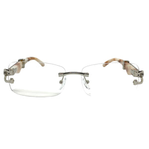 Men's Classy Elegant Luxury Retro Hip Hop Style CLEAR LENS EYEGLASSES Silver Frame E0925