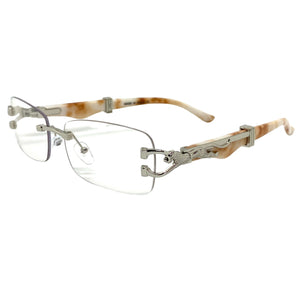Men's Classy Elegant Luxury Retro Hip Hop Style CLEAR LENS EYEGLASSES Silver Frame E0925