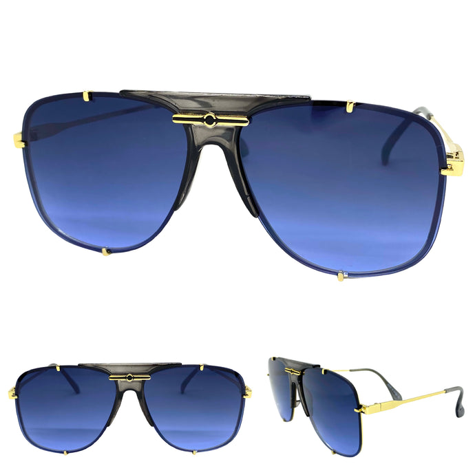 Oversized Classic Vintage Retro Hip Hop Aviator Style SUNGLASSES Gold Frame E0693