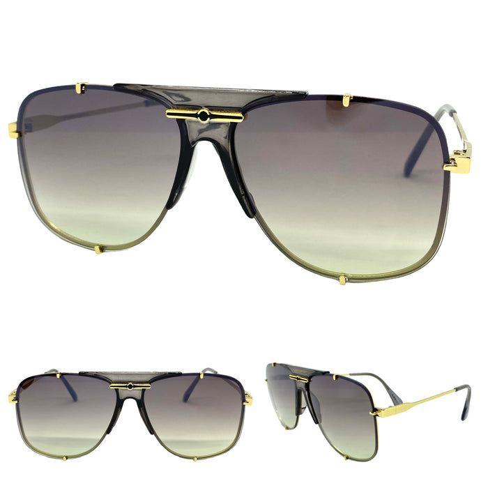 Oversized Classic Vintage Retro Hip Hop Aviator Style SUNGLASSES Gold Frame E0693