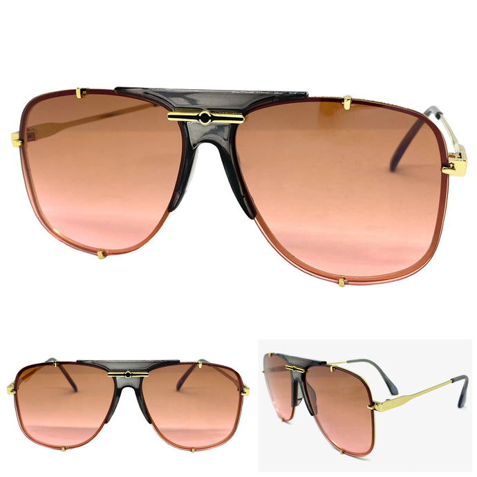 Oversized Classic Vintage Retro Hip Hop Aviator Style SUNGLASSES Gold Frame E0693