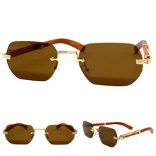 Classy Elegant Sophisticated Luxury Style SUNGLASSES Gold & Wooden Frame 27676