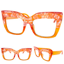 Oversized Classic Vintage Retro Style Clear Lens with Slight Tint SUNGLASSES Thick Orange Frame E1922