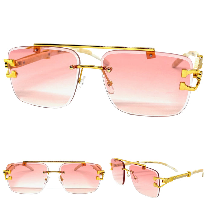 Men's Classy Elegant Luxury Retro Hip Hop Style SUNGLASSES Gold & Marble Frame E0932