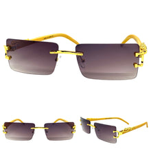 Classy Elegant Sophisticated Luxury Hip Hop Style SUNGLASSES Gold & Wooden Frame E0961