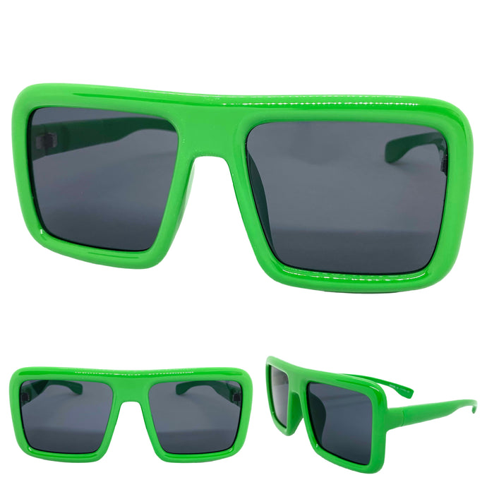 Oversized Classic Vintage Retro Style SUNGLASSES Large Green Frame E1998