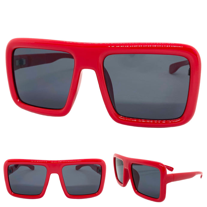 Oversized Classic Vintage Retro Style SUNGLASSES Large Red Frame E1998