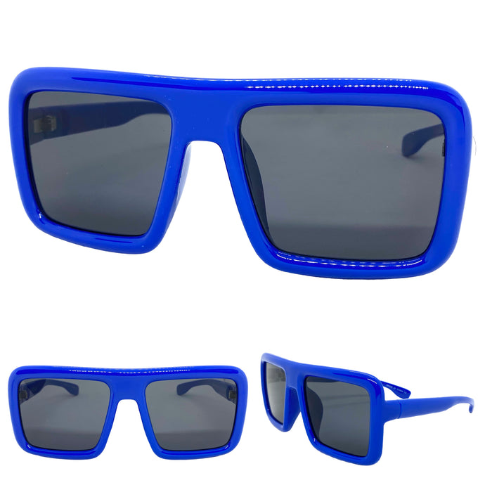 Oversized Classic Vintage Retro Style SUNGLASSES Large Blue Frame E1998