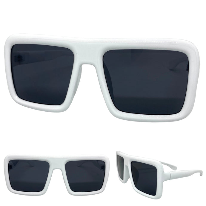 Oversized Classic Vintage Retro Style SUNGLASSES Large White Frame E1998