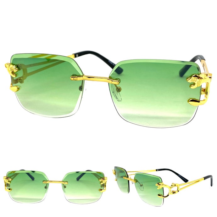 Men's Classy Elegant Luxury Modern Retro Style SUNGLASSES Rimless Gold Frame E0934