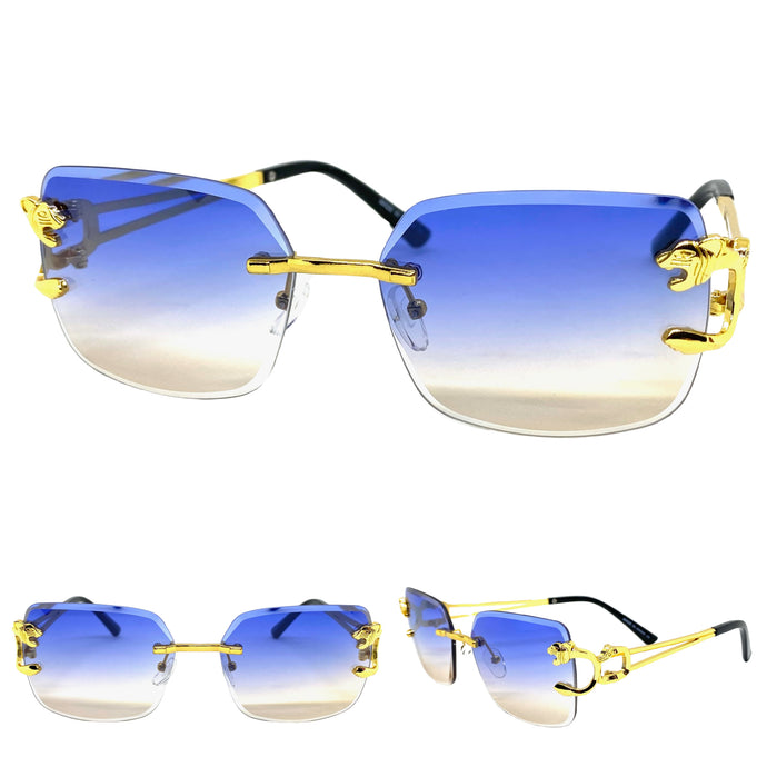 Men's Classy Elegant Luxury Modern Retro Style SUNGLASSES Rimless Gold Frame E0934