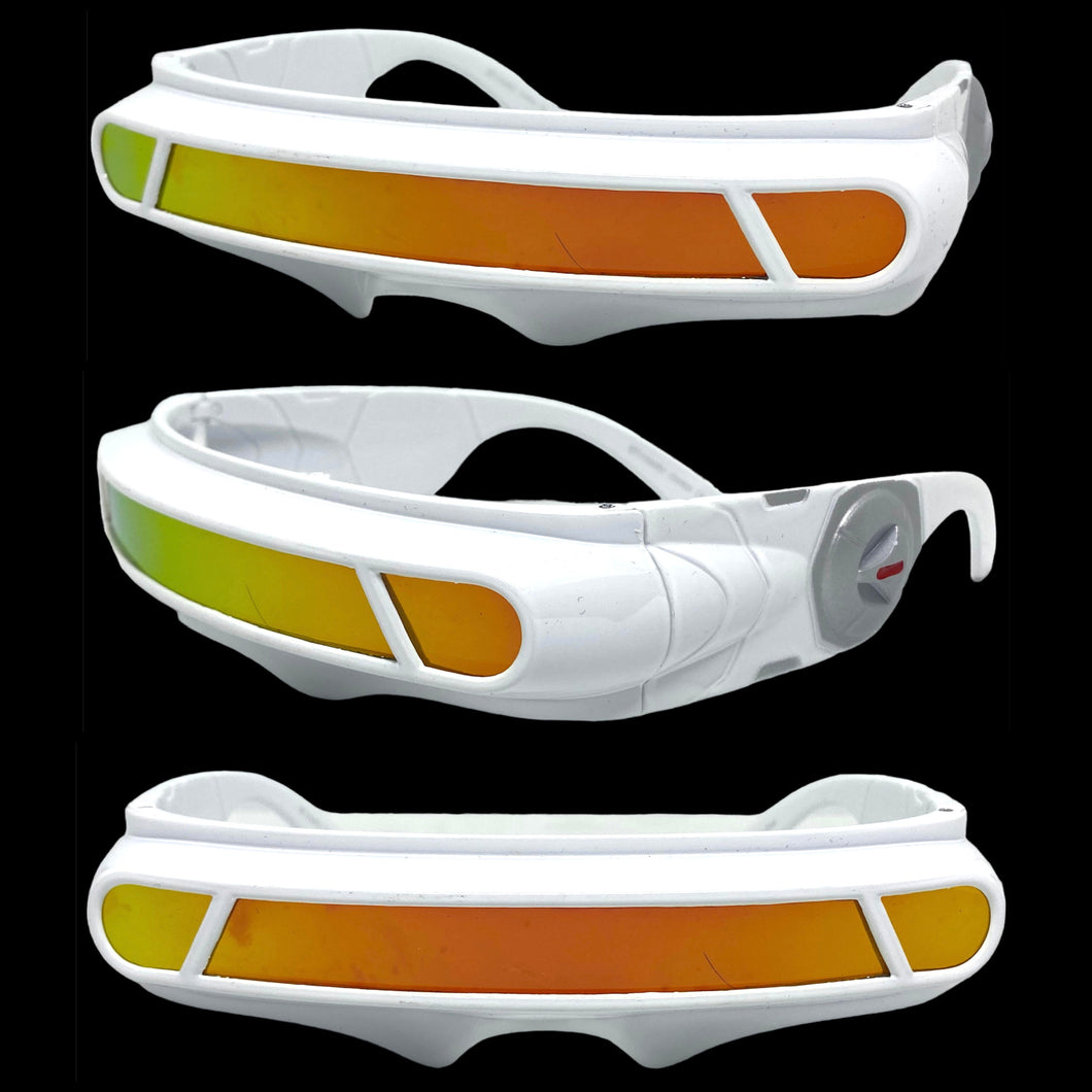 Space Futuristic Robotic Cyclops Shield Costume Party SUNGLASSES White Frame ST110