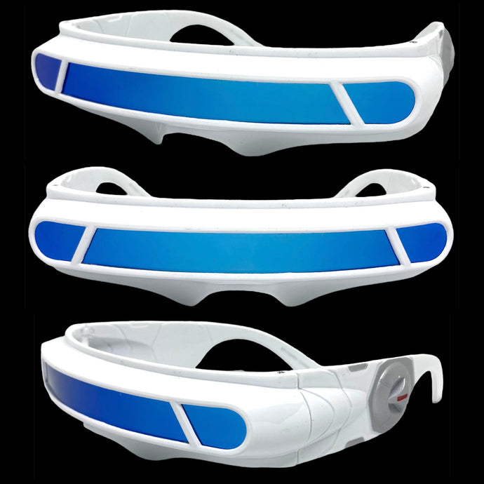 Space Futuristic Robotic Cyclops Shield Costume Party SUNGLASSES White Frame ST110