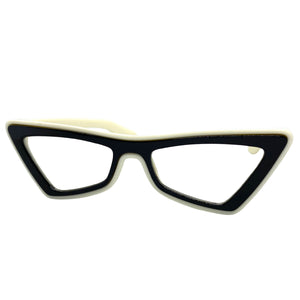 Classy Elegant Modern Retro Cat Eye Style Clear Lens with Slight Tint SUNGLASSES Black Frame E1997