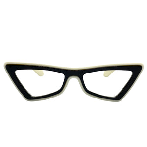 Classy Elegant Modern Retro Cat Eye Style Clear Lens with Slight Tint SUNGLASSES Black Frame E1997