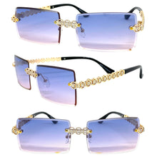 Classy Elegant Luxury Modern Bling Hip Hop Style SUNGLASSES Gold Rimless Frame E0927