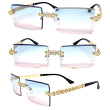 Classy Elegant Luxury Modern Bling Hip Hop Style SUNGLASSES Gold Rimless Frame E0927