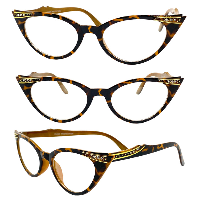 Classic Vintage Retro Style Clear Lens EYEGLASSES Leopard Optical Frame - RX Capable 9714