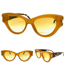 Classic Vintage Retro Cat Eye Style SUNGLASSES Funky Caramel Frame 1230