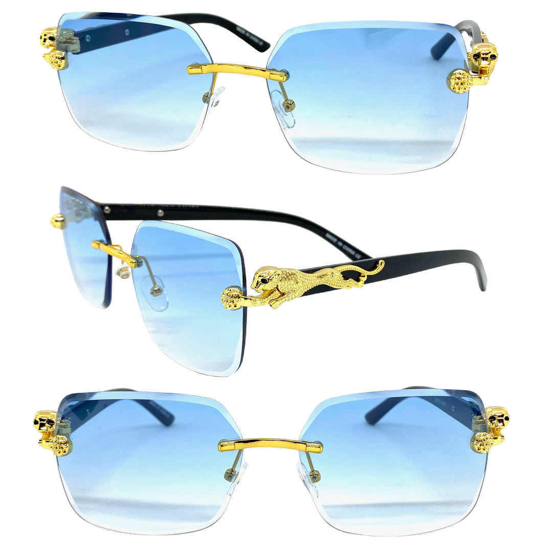 Classy Elegant Sophisticated Modern Luxury Style SUNGLASSES Gold & Black Frame E0970