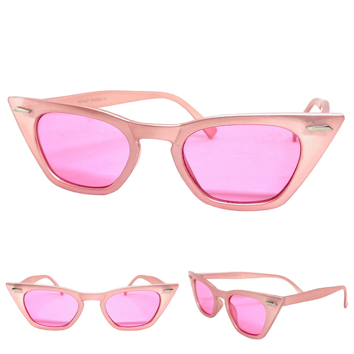 Classic Vintage Retro Cat Eye Style SUNGLASSES Funky Pink Frame 1457