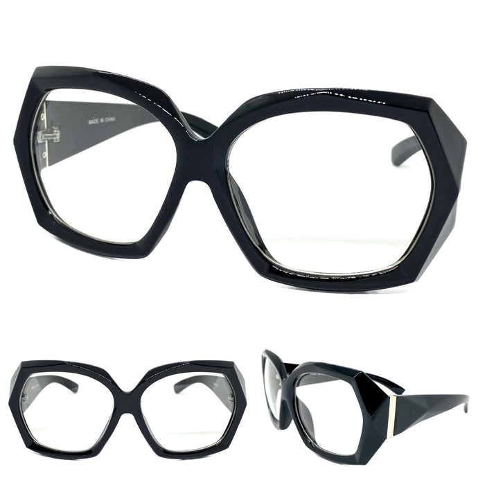 Oversized Classic Vintage Retro Cat Eye Clear Lens EYEGLASSES Large Black Frame 80440