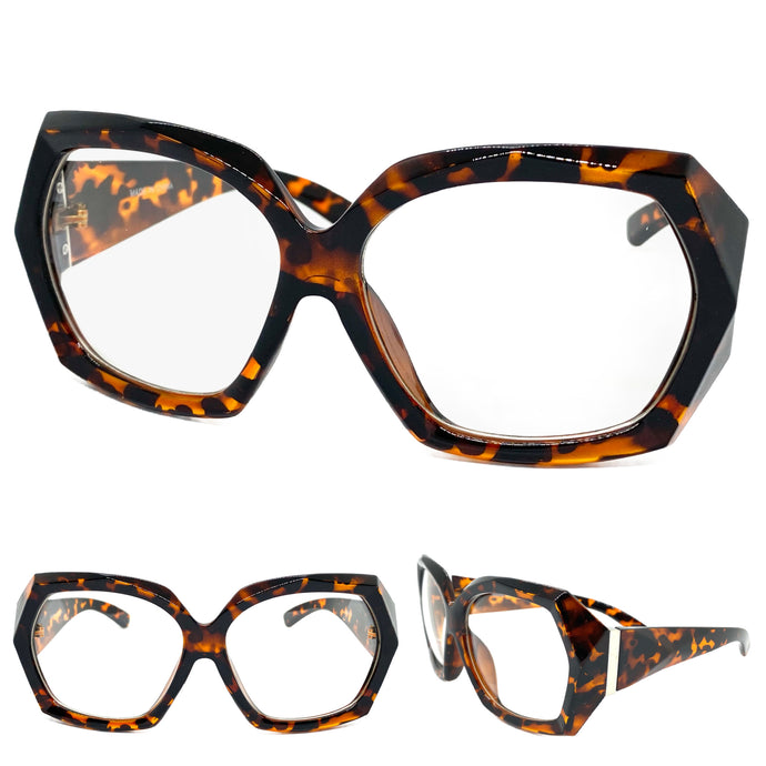 Oversized Classic Vintage Retro Cat Eye Clear Lens EYEGLASSES Large Tortoise Frame 80440