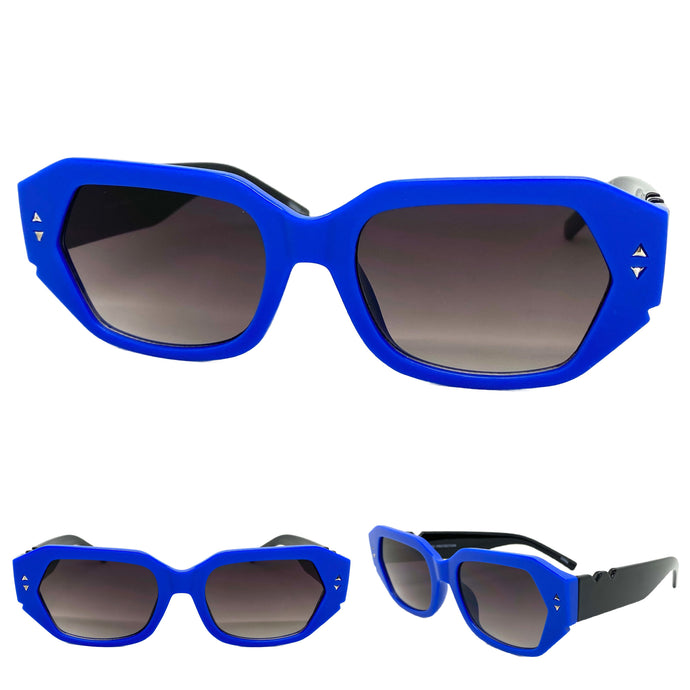 Classic Vintage Retro Style SUNGLASSES Blue & Black Frame 80538