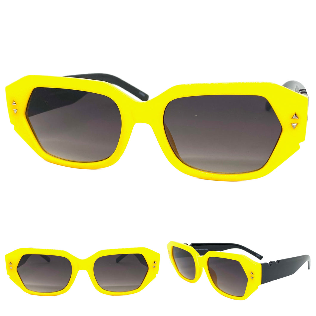 Classic Vintage Retro Style SUNGLASSES Yellow & Black Frame 80538