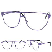 Classic Vintage Retro Style Clear Lens EYEGLASSES Chrome Purple Frame 163889