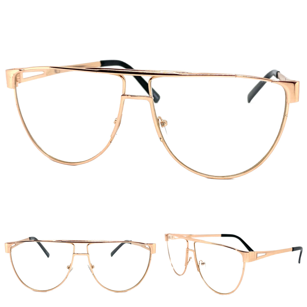 Classic Vintage Retro Style Clear Lens EYEGLASSES Rose Gold Frame 163889