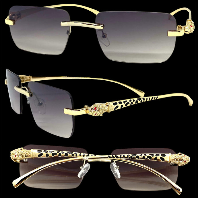 Classy Elegant Sophisticated Luxury Fashion SUNGLASSES Rimless Gold Frame E0922