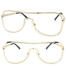 Classy Elegant Modern Retro Shield Style Clear Lens EYEGLASSES Gold Frame 7483