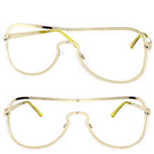 Classy Elegant Modern Retro Shield Style Clear Lens EYEGLASSES Gold Frame 7483