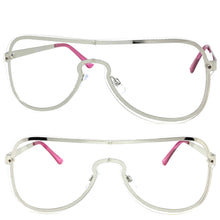 Classy Elegant Modern Retro Shield Style Clear Lens EYEGLASSES Silver Frame 7483