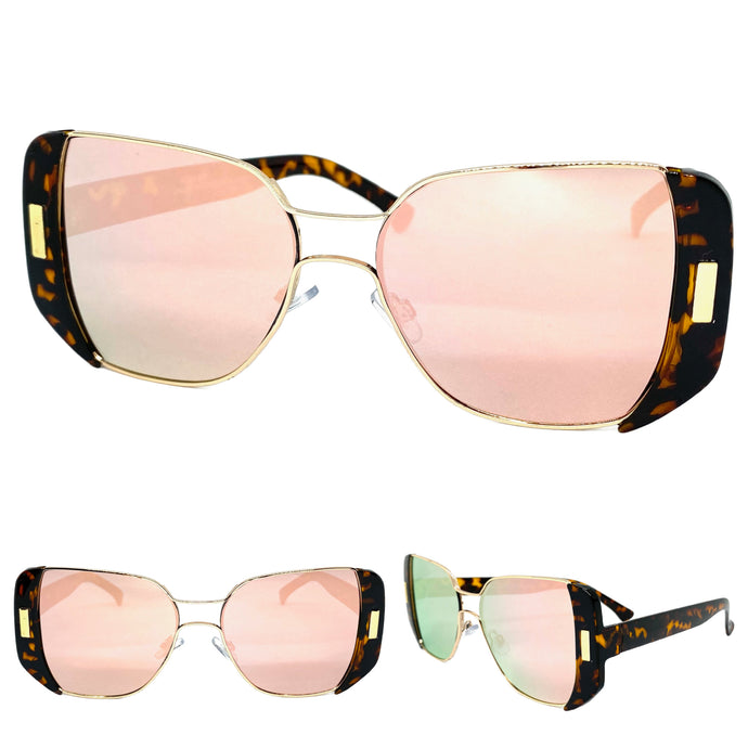 Classic Vintage Retro Style SUNGLASSES Square Tortoise & Gold Frame 4438