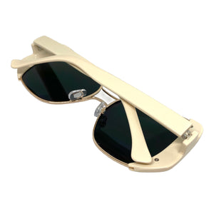 Classic Vintage Retro Style SUNGLASSES Square Cream & Gold Frame 4438