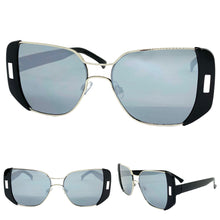 Classic Vintage Retro Style SUNGLASSES Square Black & Silver Frame 4438