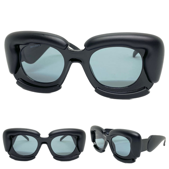 Oversized Exaggerated Classic Vintage Retro Bubble Style SUNGLASSES Large Thick Black Frame 2138